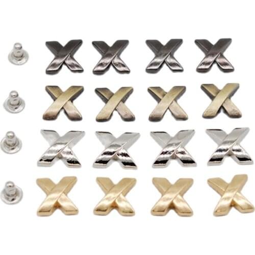13mm Cross X Shape Punk Rivets Cap Stud For Leather Craft Belt Purse Bag Hat Shoe Clothes Jeans Jewelry Trims Accessories
