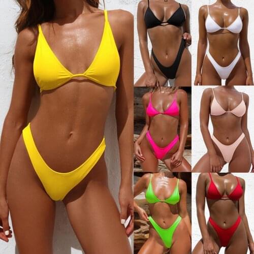 Sagace womens sexy pure color fresh swimsuit swimsuit two piece suit slim swimsuit beach style Brazilian push up купальник женс