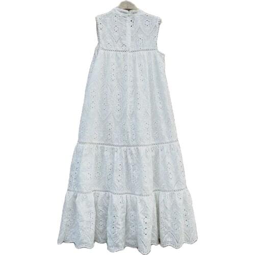 2020 fashion hollow out flowers dresses for women cotton white dress national style woman dress drop shipping YS164