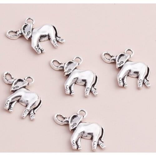 10pcs/lot 28*22mm Animal Charms Elephant Pendants Neckalces Bracelets Tietan Silver Color Alloy Jewelry Making Accessories