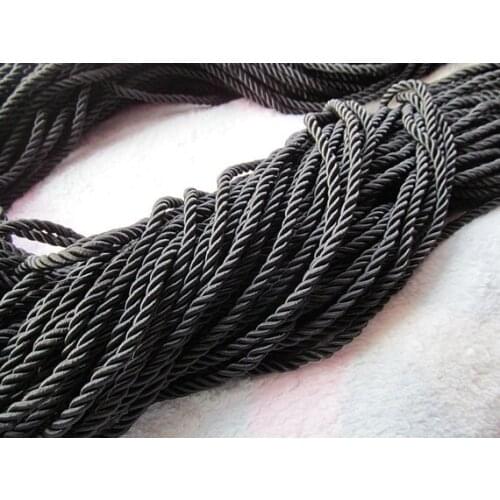 10Yds 6mm Round Black/Brown Braided Twist Silk Cords String Rope,Jewelry Beading String, For Bracelet & Necklace,DIY Jewerlly