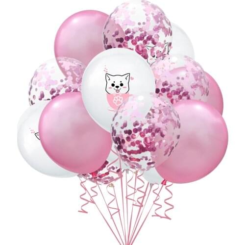15pcs/set DIY Cartoon Teacup Cat Dog Latex Confetti Balloon Baby Shower Kids Birthday Wedding Party Valentines Day Decor Ballon