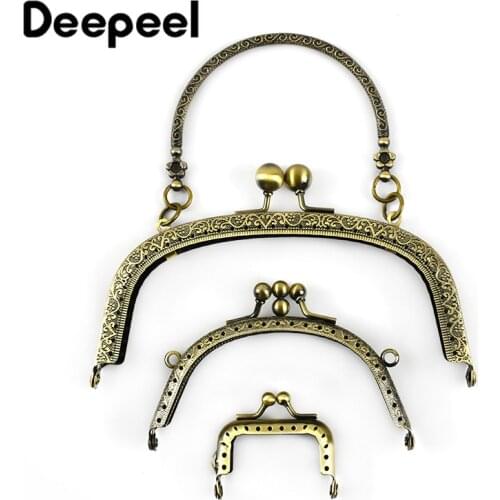 2pcs Deepeel 5/10.5/16.5cm Metal Bag Handle Embossed Purse Frame DIY Sewing Brackets Kiss Clasp Wallet Hardware AccessoriesBS176