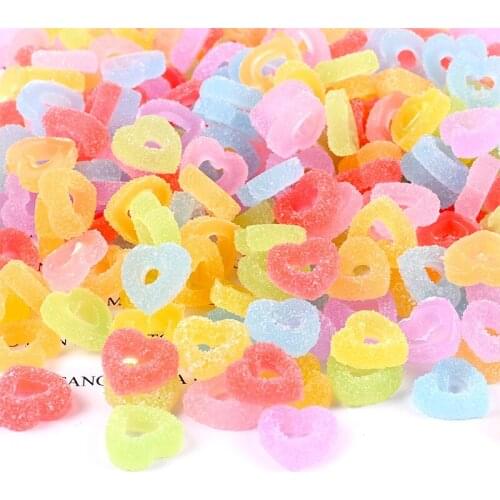 20-100 Pcs Mix Heart Donuts Fudge Resin Flatback Ornament DIY Craft Scrapbook Hair Accessories Phone Shell Decor Materials