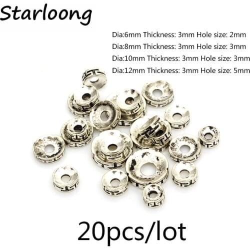 20pcs/lot 6-12mm Flat spacer Tibetan silver jewelry making Tibetan Bodhi diy alloy spacer beads Jewelry Accessories wholesale