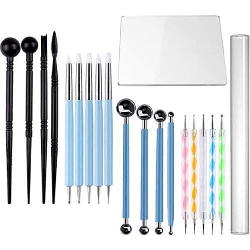20Pcs Polymer Modeling Clay Sculpting Tools Dotting Tools Ceramic Clay Indentation Tools for Pottery Sculpture