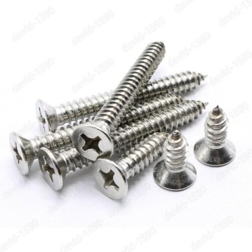 50pcs M4 M5 M6 Stainless Steel Phillips Countersunk Self Tapping Sheet Metal Screws