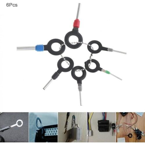 6PCS Stainless Steel+PVC Car Harness Wiring Crimp Connector Plug Terminal Removal Tool Kit Accessories