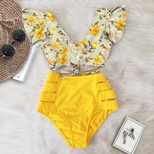 2021 Sexy Ruffle Bikinis Women Swimsuit Brazilian Biquini Push Up Bathing Suit Beachwear Maillot de bain