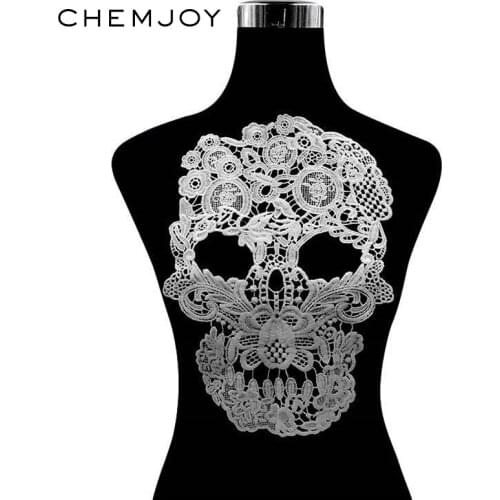 Large Mexican Skull Lace Patch Sewing on Decorative Embroidery Lace Applique Clothing Dress Stage Costume DIY Material