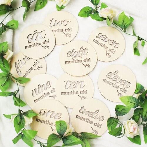 Wooden Baby Milestone Cards, wooden keepsakes, monthly photo props, memory discs, natural wood, baby shower gift, memories