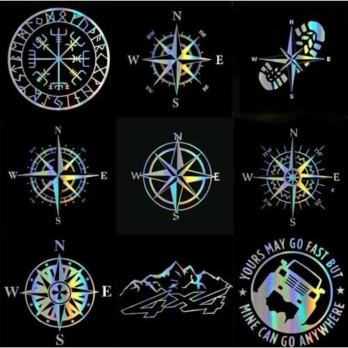 FD524 Car Sticker NSWE Compass Funny Car Decal Reflective 3D Stickers On Car Warning Sign Vinyl Car Styling Accessories