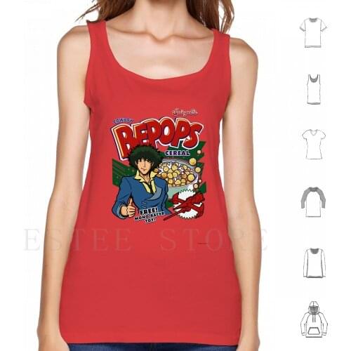 Cowboy Bepops Tank Tops Vest Sleeveless Cowboy Bebop Cereal Food Fictional Lay Out Anime Manga Pop Culture Geeky Nerdy Spike