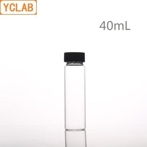YCLAB 40mL Glass Sample Bottle Serum Bottle Transparent Screw with Plastic Cap and PE Pad Laboratory Chemistry Equipment