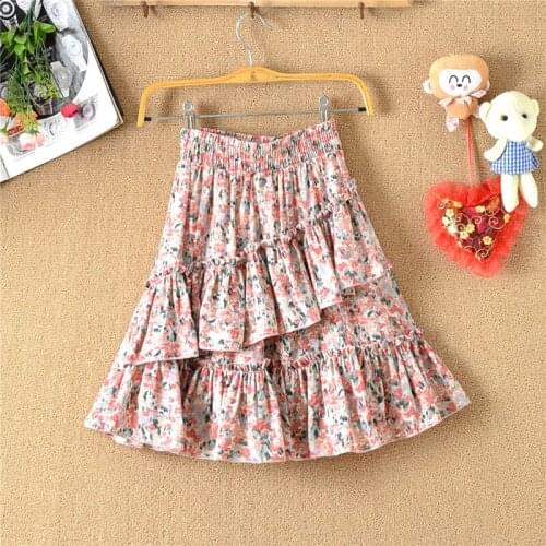 Summer Elegant Women Floral Printed Mini Chiffon Skirts Fashion Ladies Spring Streetwear Girls High Waist Casual Skirt DS265
