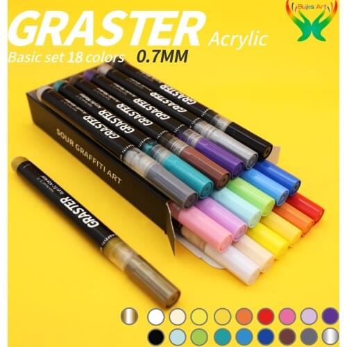 SOUR GRASTER new Acrylic marker pen 0.7mm 12 18 color set Illustration painting Manuscript DIY Special graffiti pen art supplies