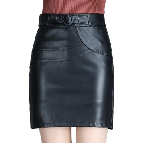 Fashion Temperament Leather Skirt 2019 Autumn/winter New Listing PU Leather Short Skirt High Quality OL Office Women Clothing