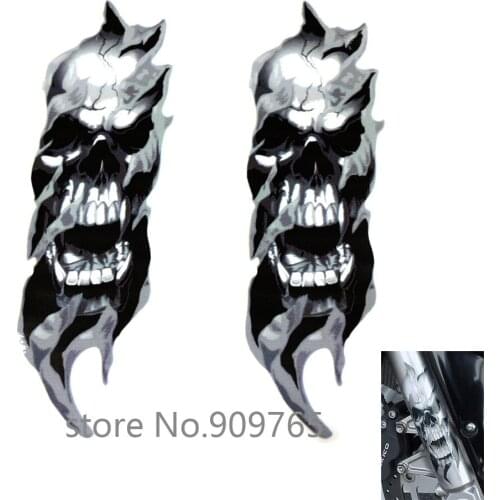 Motorcycle Front Fork Skull Decals Stickers For Harley Sportster Dyna Electra Glide Softail Street Glide Touring