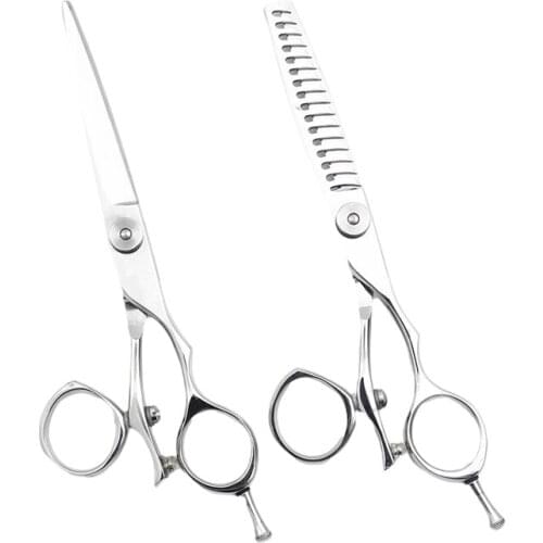 6 Inch Silver Professional Salon Japanese Stainless Steel 440C Barber Hair Cutting Scissors Swivel