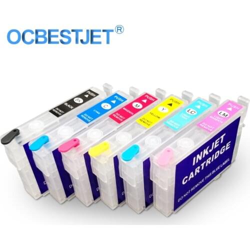 6Colors/Set T0791-T0796 Refillable Ink Cartridge With Chip For Epson Stylus Photo 1400 1410 P50 1500W PX650 PX660 PX700W PX710W
