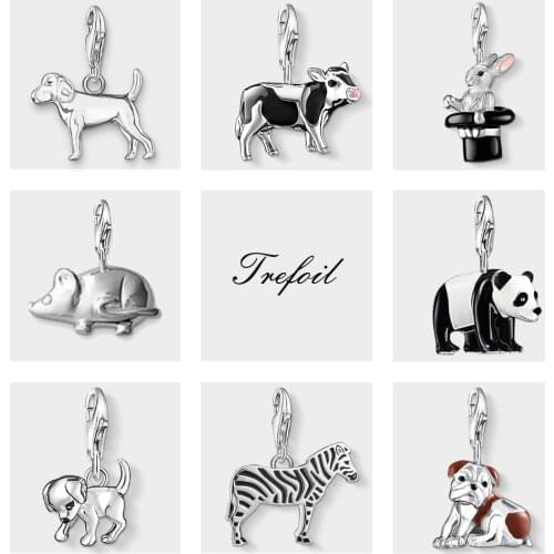 Cow Mouse Dog Rabbit Panda Charms Pendant,Jewelry 925 Sterling Silver Classic Gift For Women Girls Fit Bracelet Necklace Bag