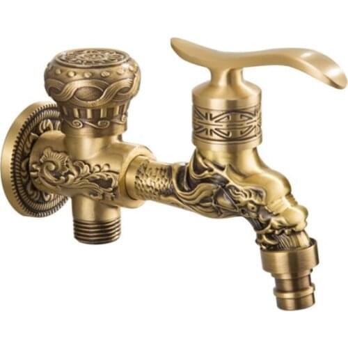 All-copper Single Cold Faucet Double-use Washing Machine Mop Pool Multi-head Faucet One Into Two Tap