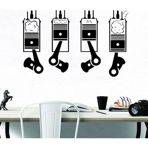 Motor Pistons Wall Sticker Auto Machine Modern Art Home Decoration Wall Decals Vinyl Garage Home Interior Window Murals Y436