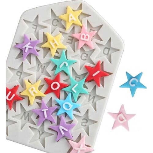 New Pentagram Star Pattern Chocolate Baking Mold Cookie Biscuits Letter Silicon Silicone Birthday Party Cake Making Deco Tool