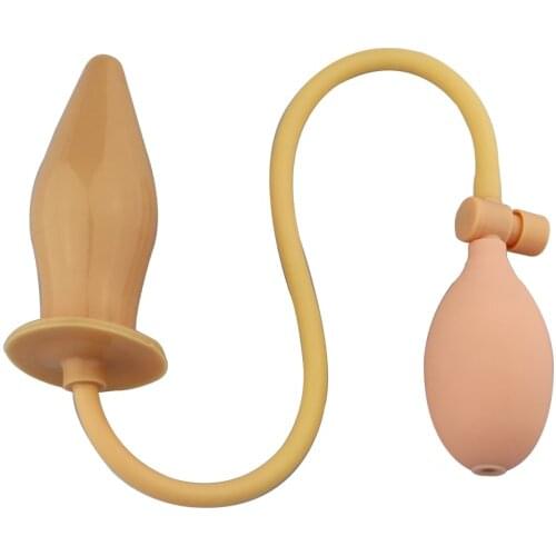 Free shipping silicone Pump Up Plug air-filled inflatable Anal butt plug bulk dildo sex toys for men women double