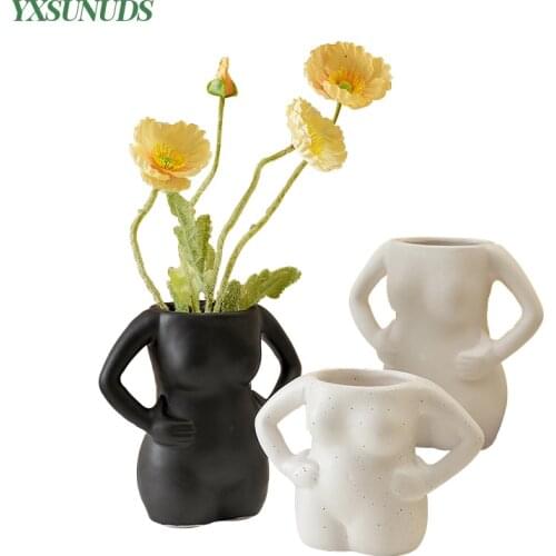 Nordic Flower Vase Home Decoration Ceramics Akimbo Body Art Vase Crafts Ornaments Gifts Living Room Decoration