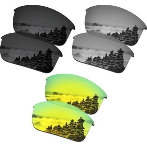 SmartVLT 3 Pairs Polarized Sunglasses Replacement Lenses for Oakley Bottle Rocket Stealth Black and Silver Titanium and 24K Gold