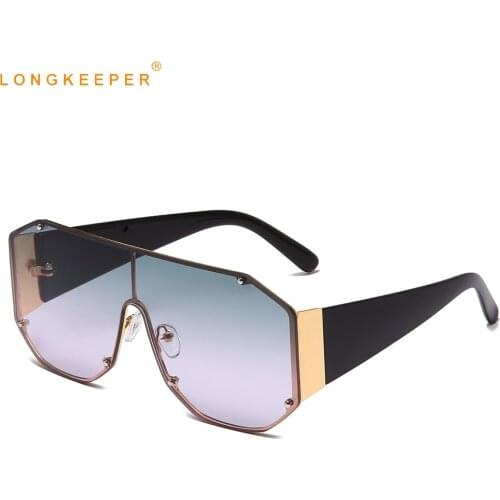 2020 New Oversized Sunglasses Women Men Vintage Metal Sun Glasses Luxury Brand Square Rimless Eyewear UV400 Shades oculos de sol