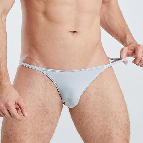 Men Briefs Sexy Mesh Low Rise Briefs Tight Underwear See-through G-String Thongs Solid Color U Convex Pouch T-Back Underpants