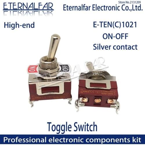 High-end E-TEN1021 Quality Silver Contact SPST 12MM 15A 250V AC ON-OFF 2Pin Reset Rocker Toggle Slide Switch Waterproof