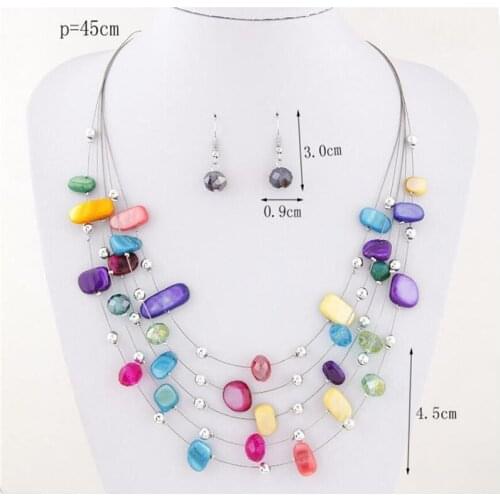 Candy Color Crystal Chain Necklaces for Women Beads Pendants Jewelry Femme Bijoux Collare
