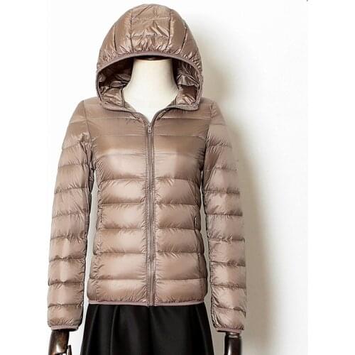 New Women Thin Down Jacket White Duck Down Hooded Ultralight Jackets Autumn And Winter Warm Coats Female Portable Outwear