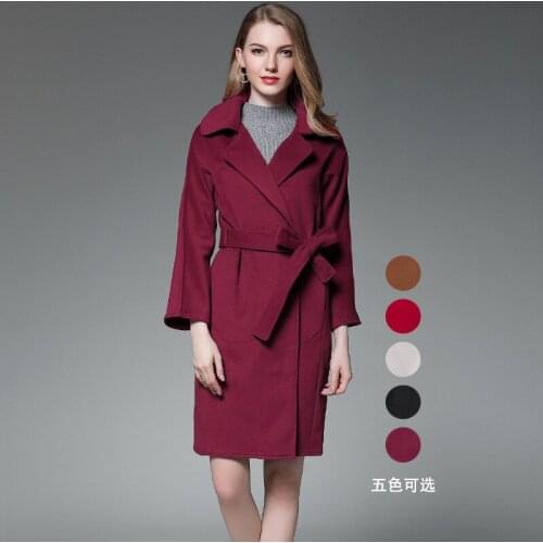 2021 Winter Women Long Trench Coat Oversized Belt Femals Jacket