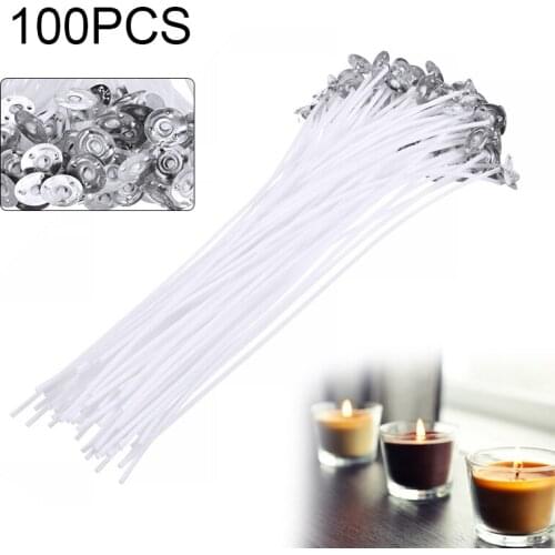 100pcs White Candles Wick with Foot DIY Handmade Waxed Candle Wick 20cm Long For Birthday Party Supplies Candle Accessories