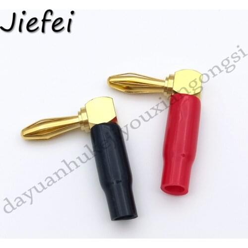 100PCS BRASS Right Angle 4mm Banana Plug Audio Speaker Cable Connector Screw New