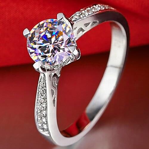 14K Au585 White Gold Women Ring Moissanite Diamonds 1 2 3 4 5 Carat Round Vintage Wedding Party Engagement Anniversary Ring