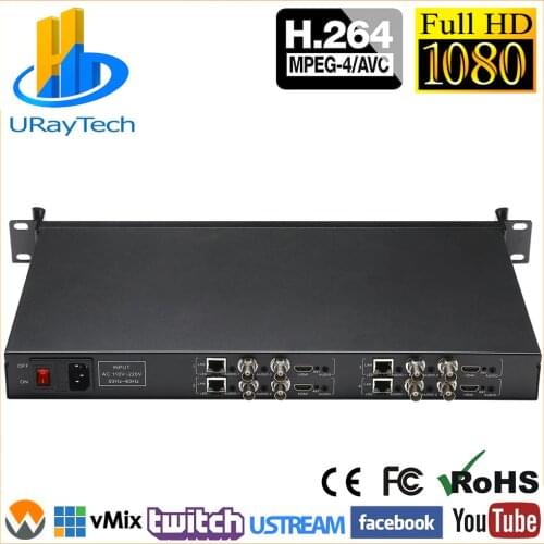 1U Rack 4 In 1 HDMI + CVBS + Stereo Audio Encoder IPTV 4 Channels HD SD Video Encoder H.264 Live Streaming Encoder Transmitter
