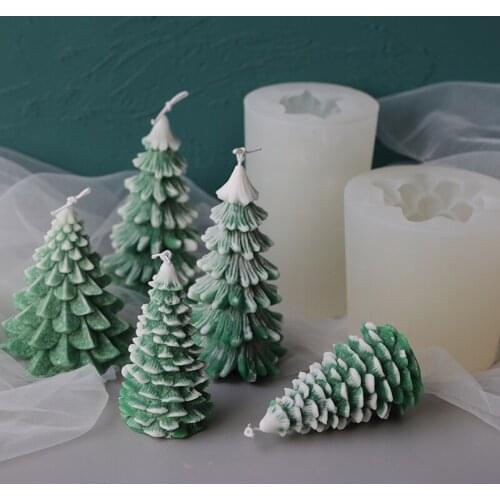 3D Christmas Tree Silicone Material Handmade Candle Mold DIY Xmas Pine Cone Snow Aromatherapy Mould Supplies Home Decoration