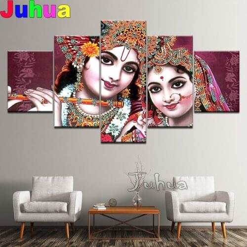 5 d diamond painting God 5 Pieces India Myth Lord Krishna diamond embroidery Modular Pictures Home Office Decoration full drill