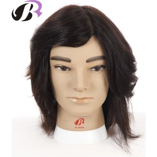Boli Male Mannequin Head with 100% Real Human Hair Training Hairdressing Mannequins For Hairdressers Practice