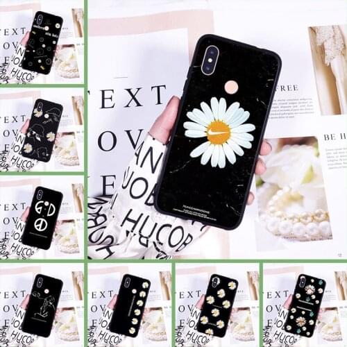 Daisy Flower Black Phone Case For Xiaomi MI A1 A2 Lite Mi5 Mi6 Mi8 Silicone Back Cover For Xiaomi Mi 5 5C 5S 5X 6 6X Plus 8 SE