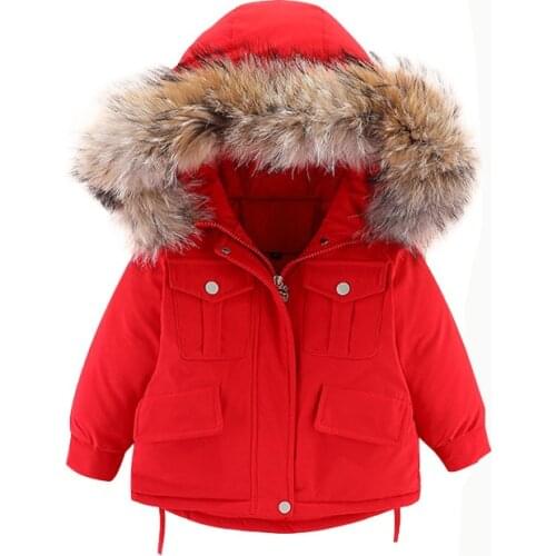 New Autumn winter children cotton-padded clothes baby boys girls plus velvet thick hooded jacket Korean long down padded jacket