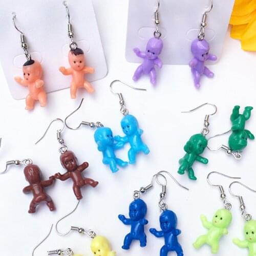 Baby Doll Shape Drop Earrings For Women Girl 2020 Cute Colorful Dangle Earrings Funny Cool Party Statement Jewelry AM2125