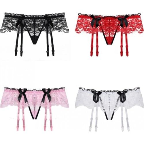High Elastic Lace Transparent Garters For Stockings Womens Sexy Underwear Ultra-thin Black Red White Suspender Belt With Thongs