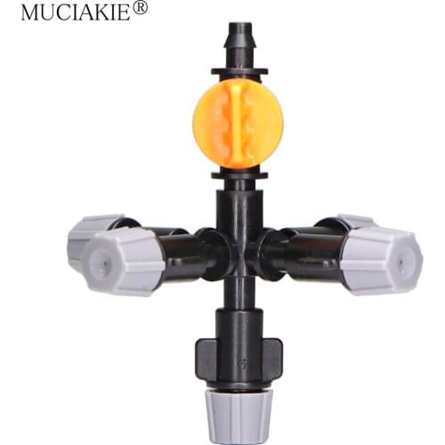 MUCIAKIE 1PC Cross Atomizing 5 Heads Nozzle Garden Cooling Misting Irrigation System Adjustable Water Sprayer With 1/4" Valve