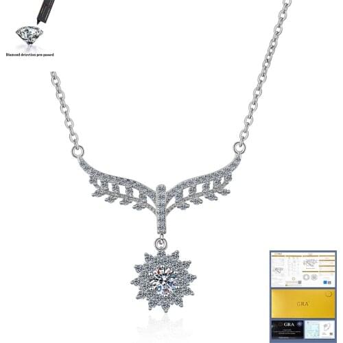 6mm Moissanite Diamond Fashion Necklace 925 Sterling Silver Moissanite Gemstone Necklace Wedding Statement Jewelry